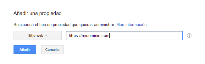 añadir propiedad Google Search Console