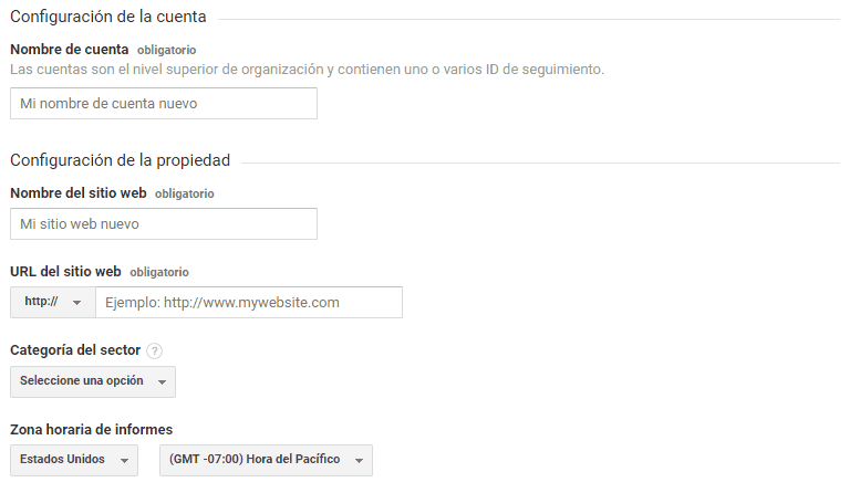 Google Analytics - Configuración de la cuenta