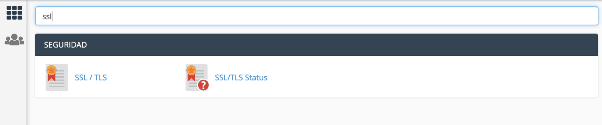 Sección Seguridad cPanel