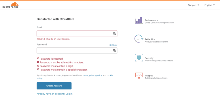 Cloudflare - crea una cuenta