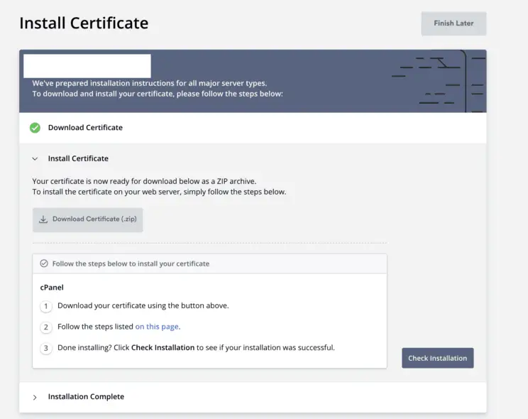 ZeroSSL - verificar certificado